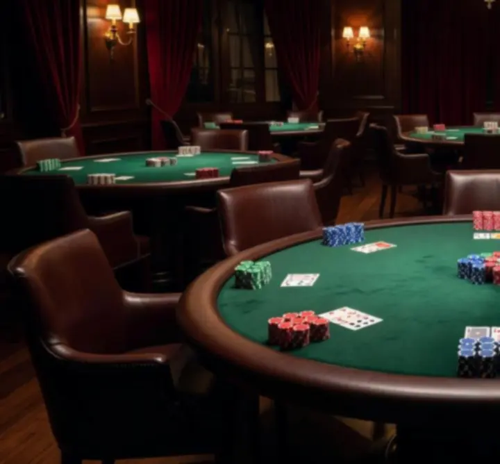 Profesjonalnie przygotowane stoły pokerowe na eleganckim evencie