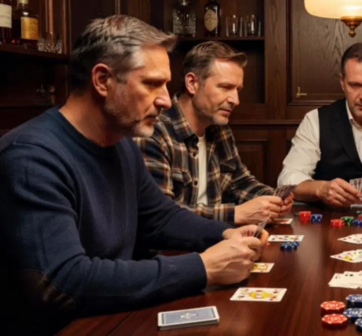 Kameralna prywatna rozgrywka pokerowa przy profesjonalnym stole